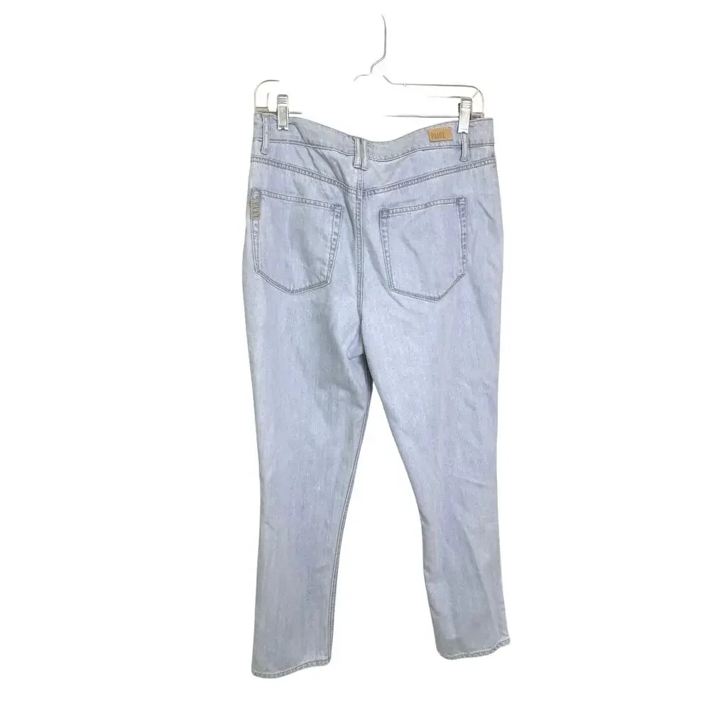Paige Parisun Women's High Rise Light Wash Pleated Trouser Cuff Jeans Size 29